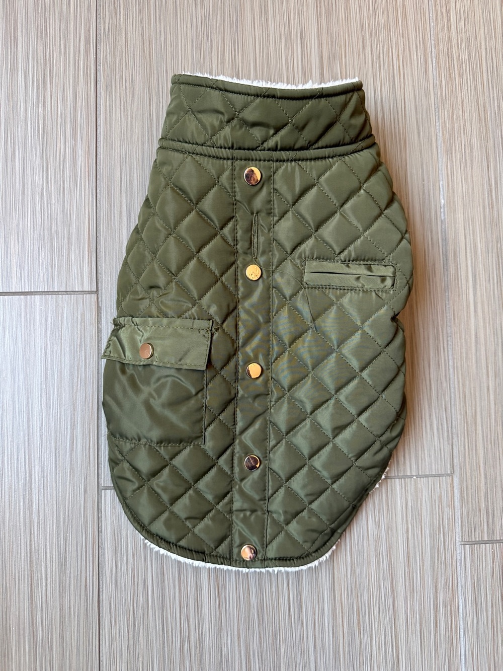 Nautica Pet Dog Jacket Quilted Army Green Water Repellent Size Medium